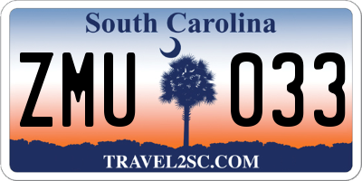 SC license plate ZMU033