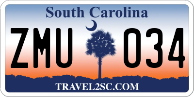 SC license plate ZMU034
