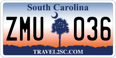 SC license plate ZMU036