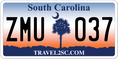 SC license plate ZMU037