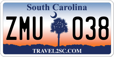 SC license plate ZMU038