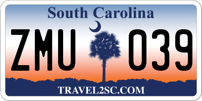 SC license plate ZMU039