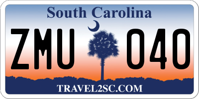 SC license plate ZMU040