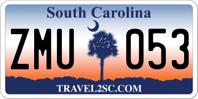 SC license plate ZMU053