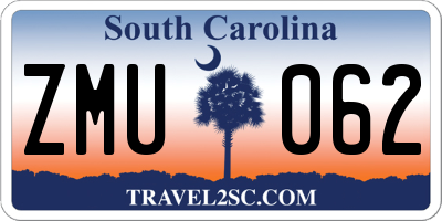 SC license plate ZMU062
