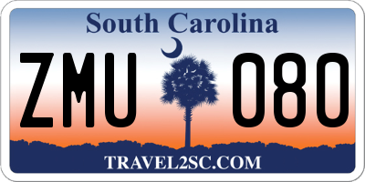 SC license plate ZMU080