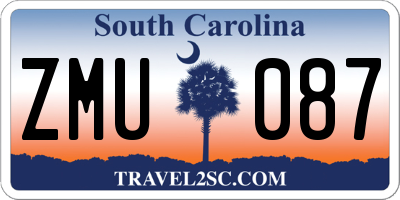 SC license plate ZMU087