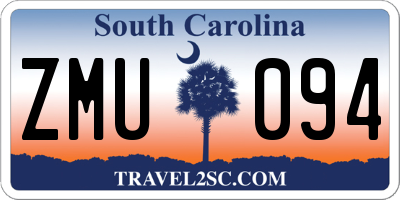 SC license plate ZMU094