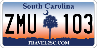SC license plate ZMU103