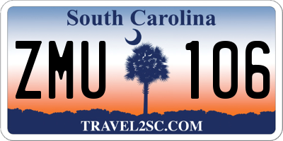 SC license plate ZMU106