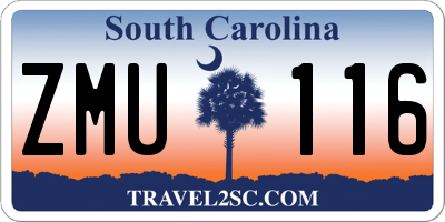SC license plate ZMU116