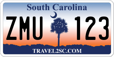 SC license plate ZMU123