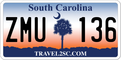 SC license plate ZMU136