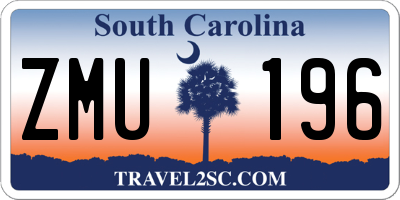 SC license plate ZMU196