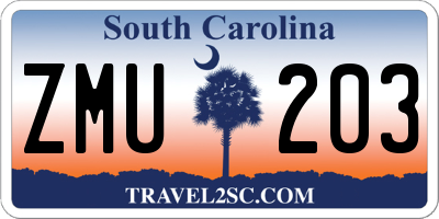 SC license plate ZMU203