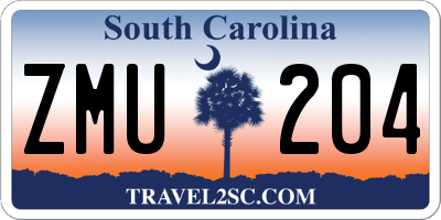 SC license plate ZMU204