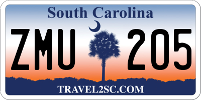 SC license plate ZMU205
