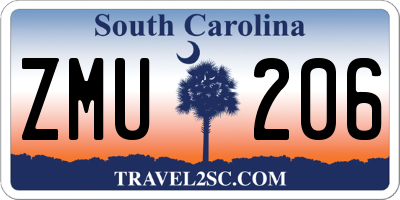 SC license plate ZMU206