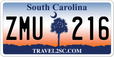 SC license plate ZMU216