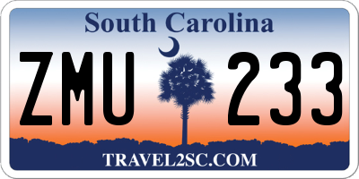 SC license plate ZMU233