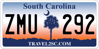 SC license plate ZMU292