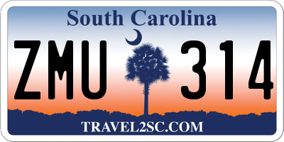 SC license plate ZMU314