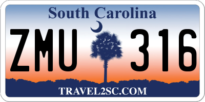 SC license plate ZMU316