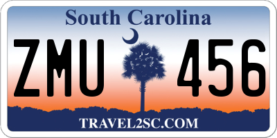 SC license plate ZMU456