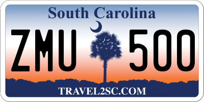 SC license plate ZMU500