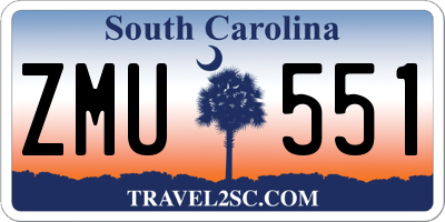 SC license plate ZMU551