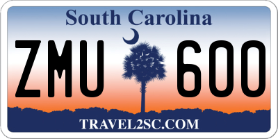 SC license plate ZMU600