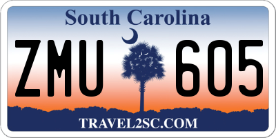 SC license plate ZMU605