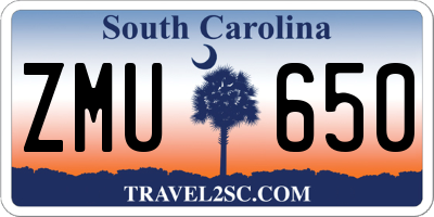 SC license plate ZMU650