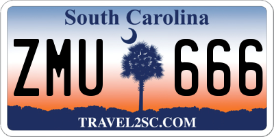 SC license plate ZMU666