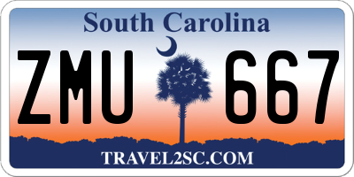 SC license plate ZMU667