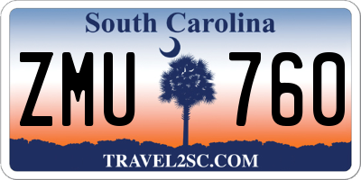 SC license plate ZMU760
