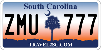 SC license plate ZMU777