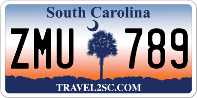 SC license plate ZMU789