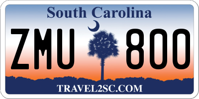SC license plate ZMU800
