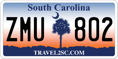 SC license plate ZMU802