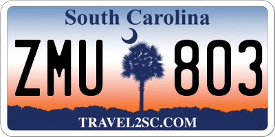 SC license plate ZMU803