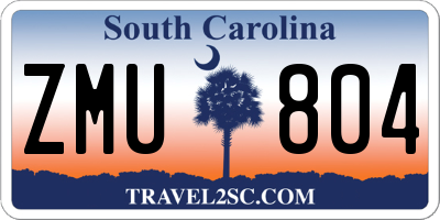 SC license plate ZMU804