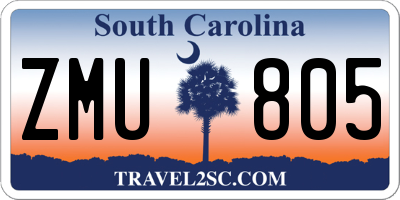 SC license plate ZMU805