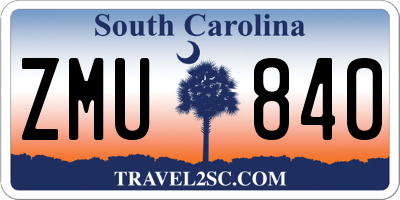 SC license plate ZMU840