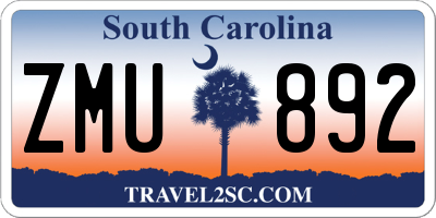 SC license plate ZMU892