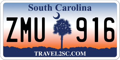 SC license plate ZMU916