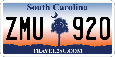 SC license plate ZMU920