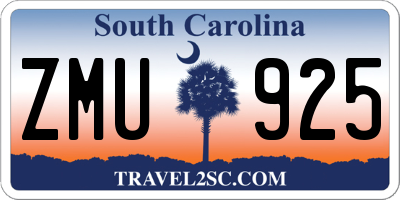 SC license plate ZMU925