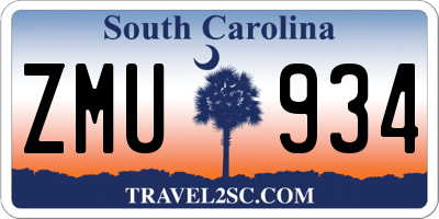 SC license plate ZMU934