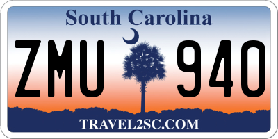 SC license plate ZMU940